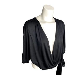 ‎French Connection Black Top Surplice Wrap Dolman S
